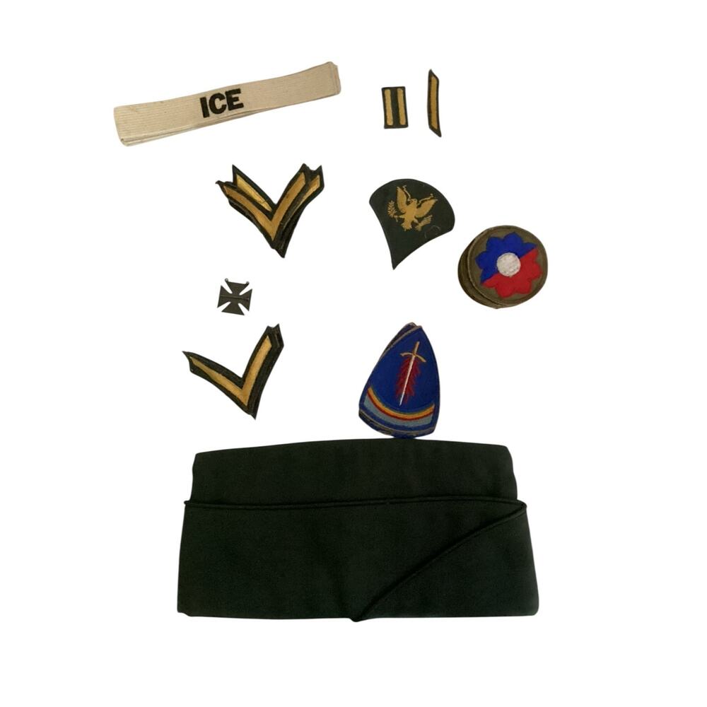 WWII Military Patches, Medal And Garrison Cap 26 Patches in All See Description